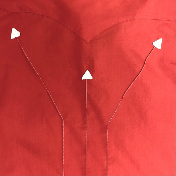 Karman Vintage 80s Red Western Shirt, Embroidered Arrows. Size Medium. - Picture 6 of 13